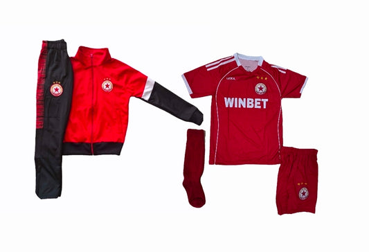 2026 Детски сет ЦСКА с Чорапи + анцуг Бял Червен, футболен ЦСКА
