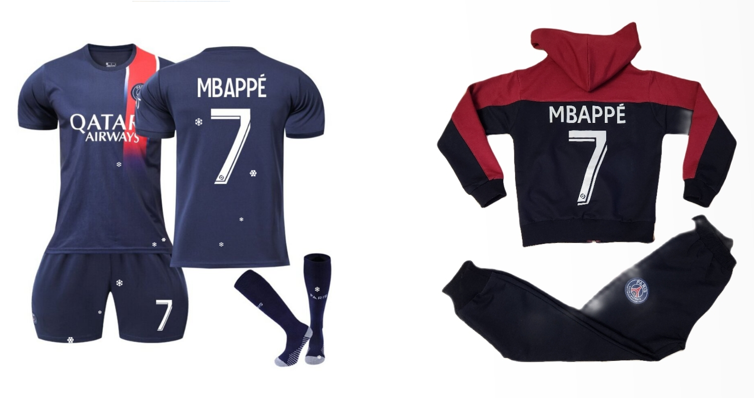 Детски спортен екип на Мбапе 7, Анцуг с Качулка СИН, футболен MBAPPE 7 ...