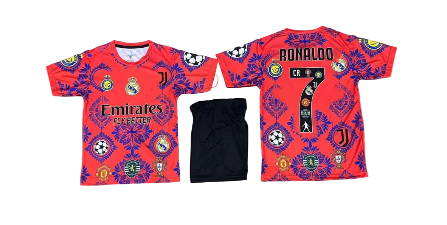 CR7 Детски футболен спортен екип Роналдо с Чорапи Всички отбори Шарен Корал