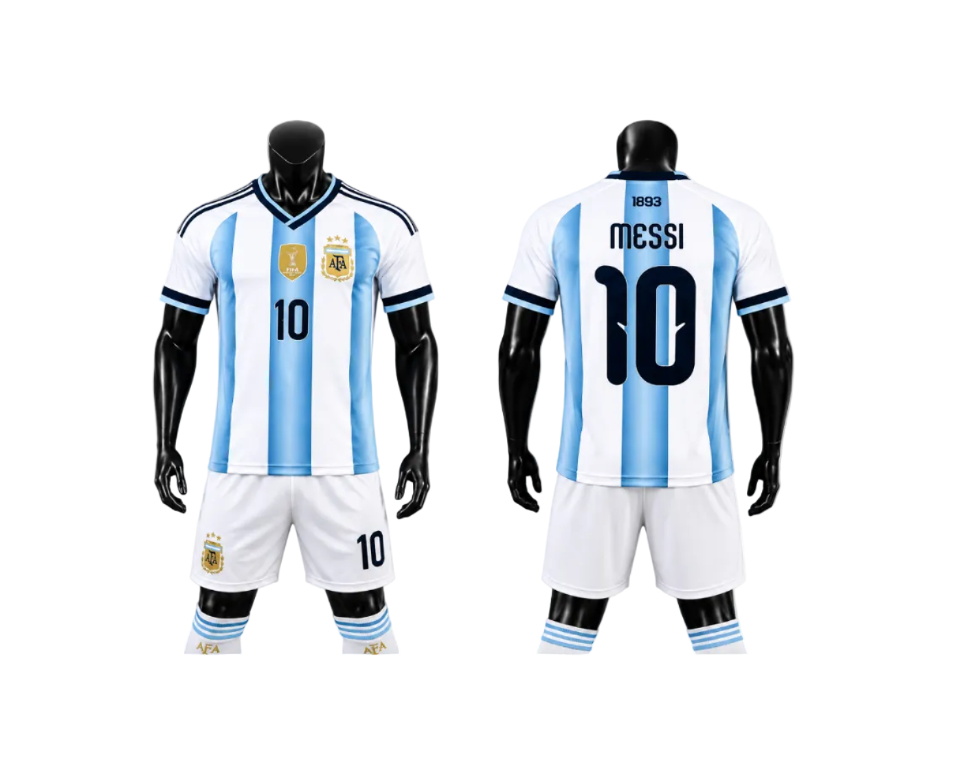 Нов Детски спортен екип на Меси 10 с чорапи, футболен MESSI 10 ARGENTINA Син 2026