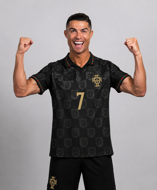 New Limited Portugal EUSEBIO Детски екип на CR7 Роналдо 7 Световно с чорапи, ПОРТУГАЛИЯ Черен
