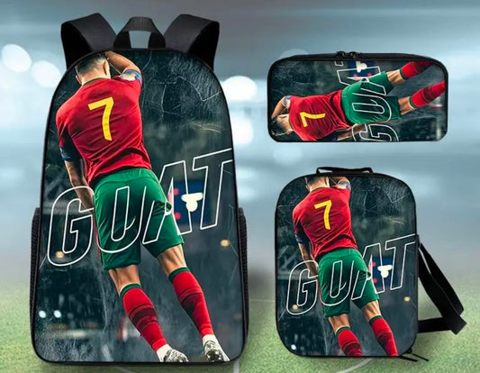 Футболна Ученическа Раница RONALDO 7 СЕТ Чантичка, Несесер Португалия Червена