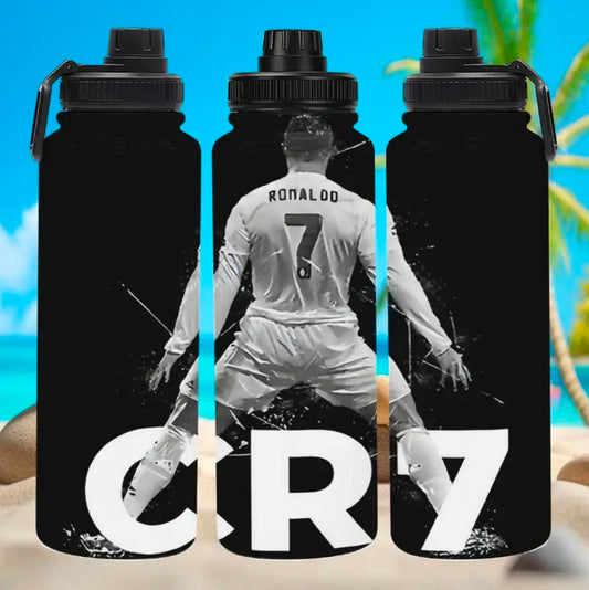 Футболна Бутилка за вода  RONALDO 7 детско CR7 Черно бяла