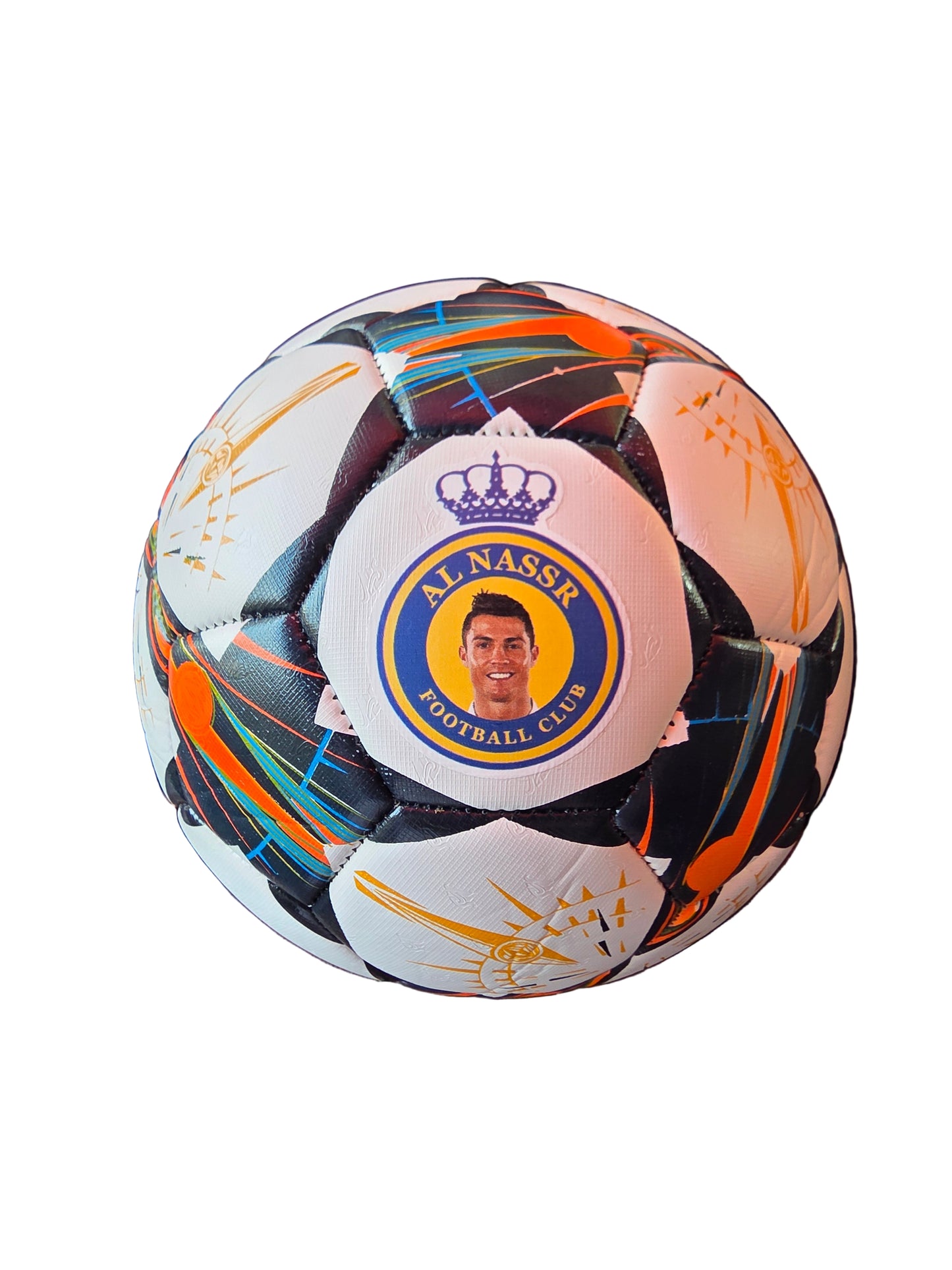 Футболна Топка на CR7 Роналдо Черна 2025/26г ШЛ Бяла