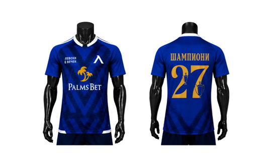 Шампиони 2027 Мъжка Тениска на ЛЕВСКИ София ПАЛМС, футболен LEVSKI GOLD New season