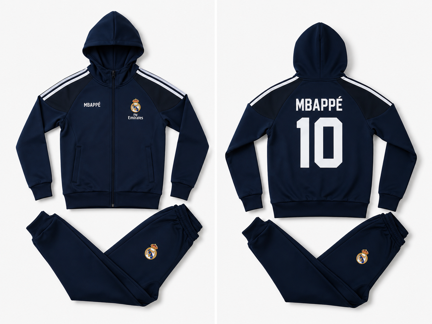 26/27 Детски Анцуг Комплект с качулка Mbappe Madrid на Мбаппе 10, Анцуг с дълъг ръкав NEW