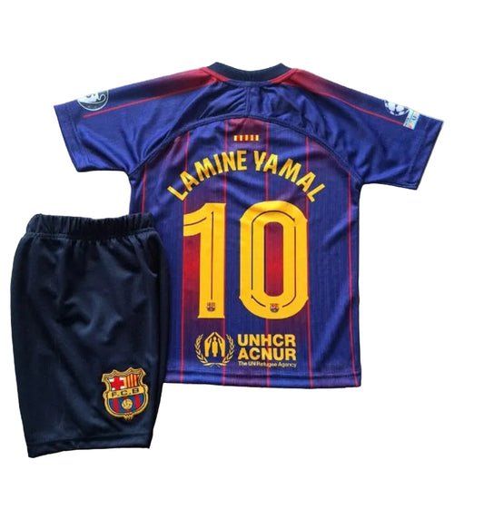 Шампионска лига 26 Детски футболен екип на Ламин Ямал 10, 2026 Барселона Червен Син Lamine Yamal + бадж