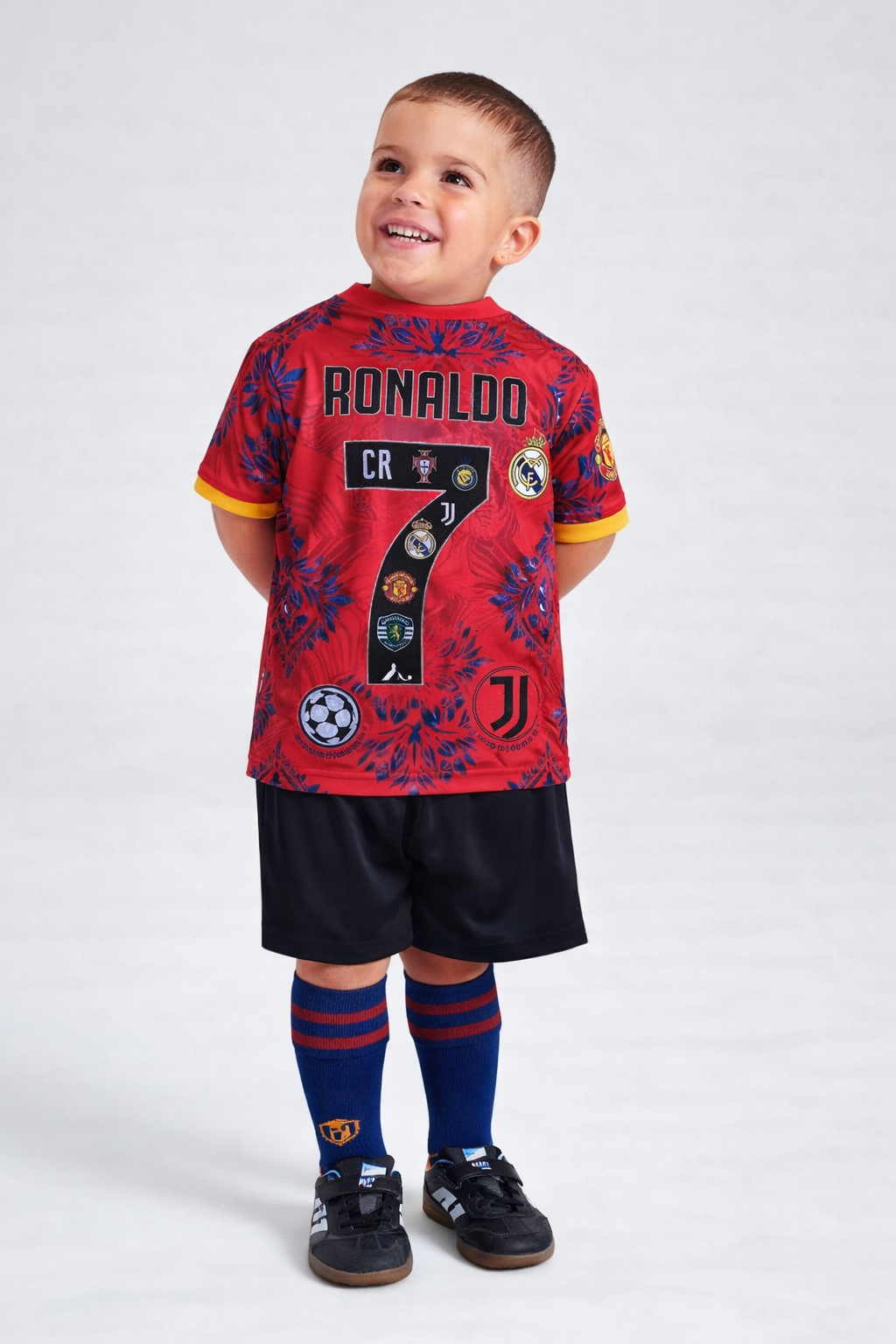 New Оранжев CR7 Детски футболен спортен екип Роналдо с шорти на Portugаlia Лика 26
