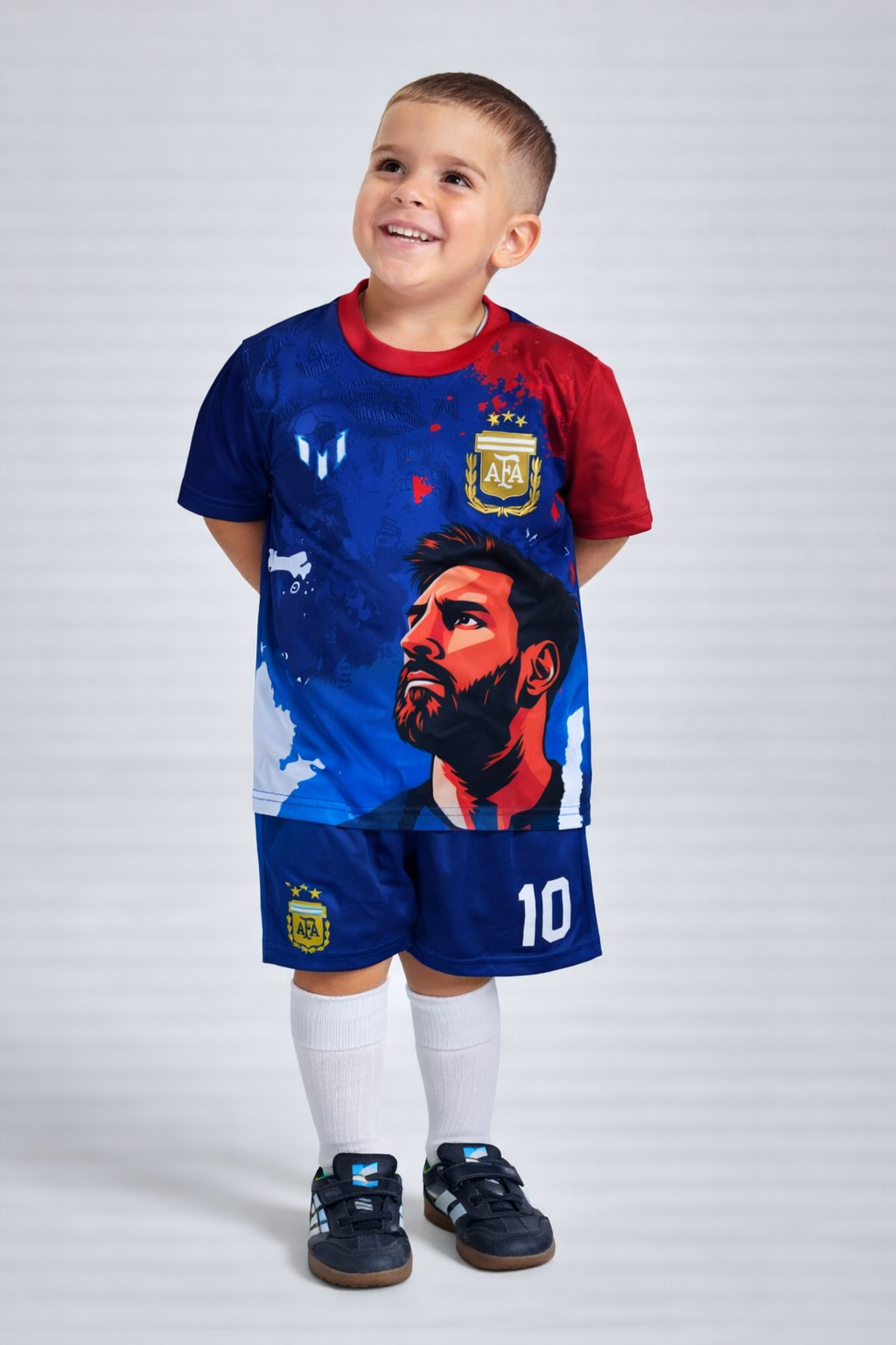 New Ликът на Messi Детски спортен екип на Меси Аржентина | футболен Екип с Шорти