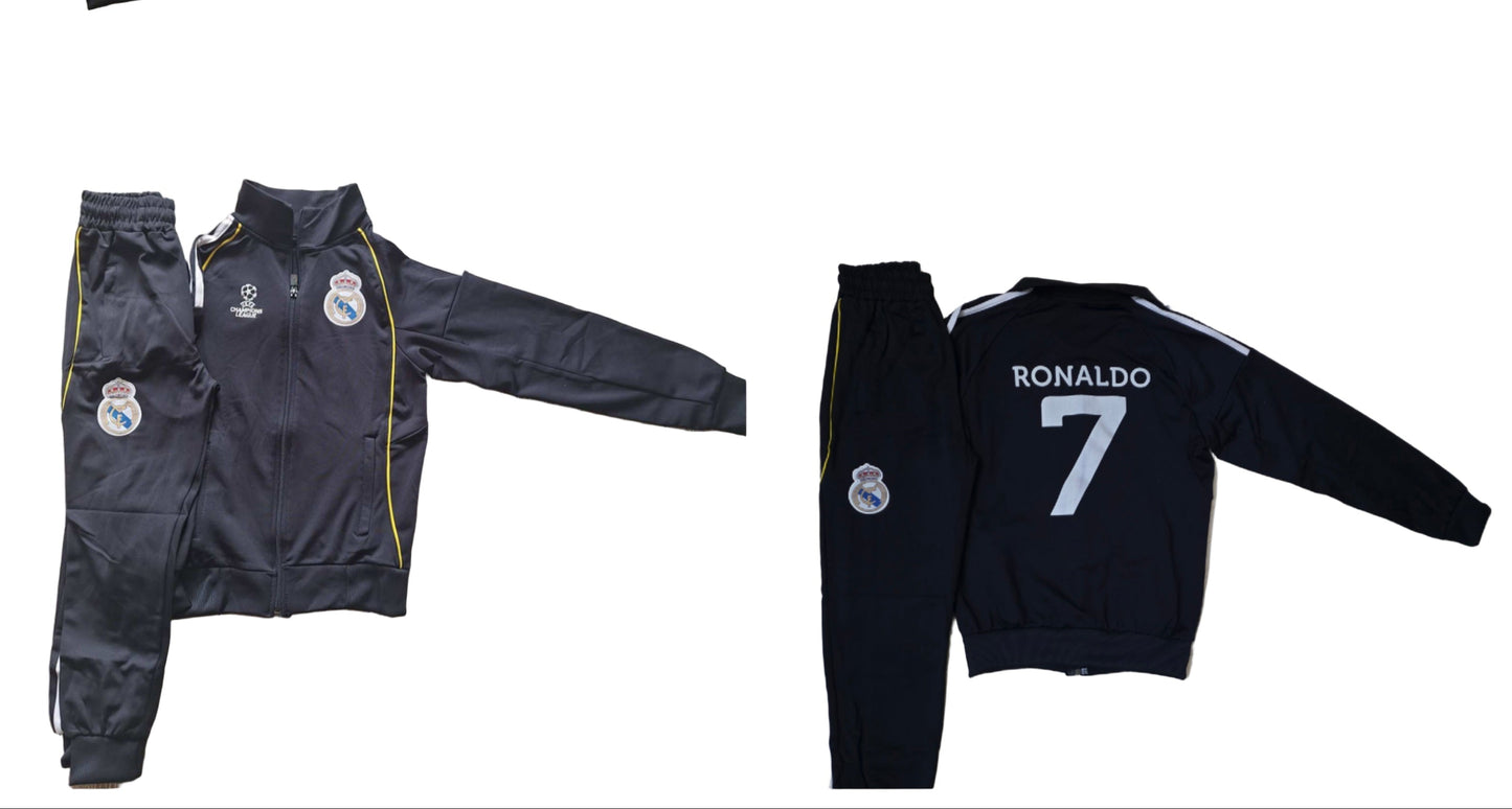 ШЛ спортен екип на Роналдо 7, Анцуг с дълъг ръкав Реал Мадрид -черен цвят