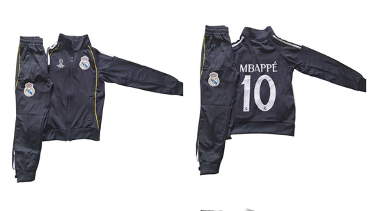 Детски спортен екип на Мбапе 10 Real Madrid Шампионска лига Черен Анцуг