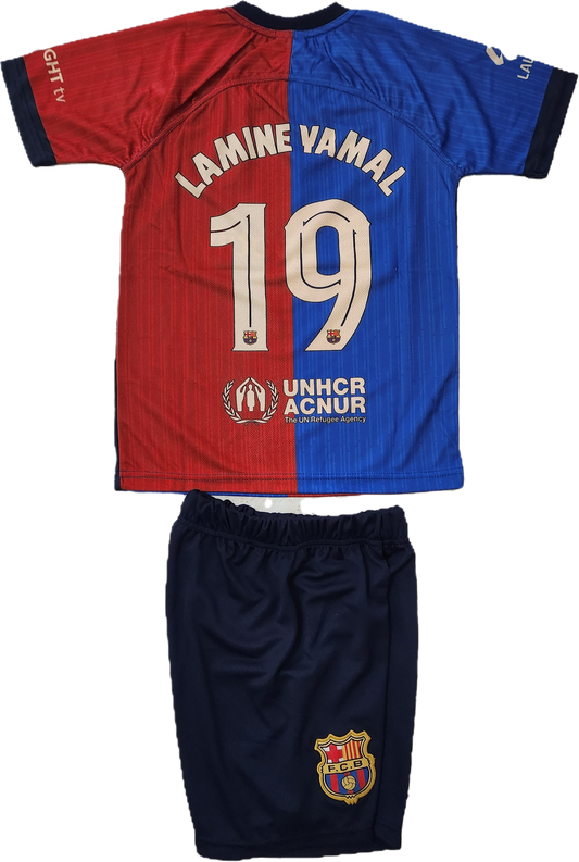 Champions Legue Детски спортен екип на Ламин Ямал 19 Барселона с Чорапи 2025 син цвят