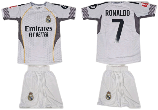 New 26г CR7 Детски футболен спортен екип RONALDO с Чорапи на  Реал Мадрид Роналдо 7 Бял