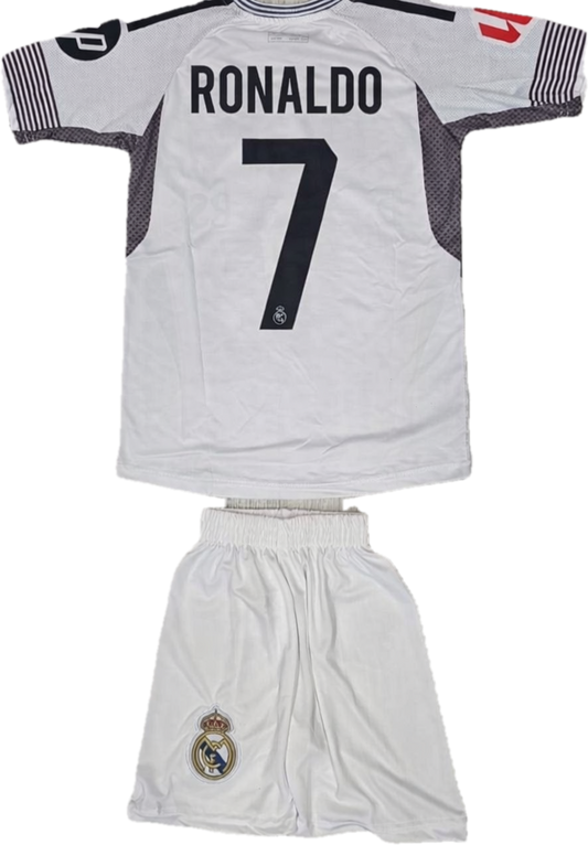 New 26 CR7 Детски футболен спортен екип RONALDO с шорти на  Реал Мадрид Роналдо 7 Бял