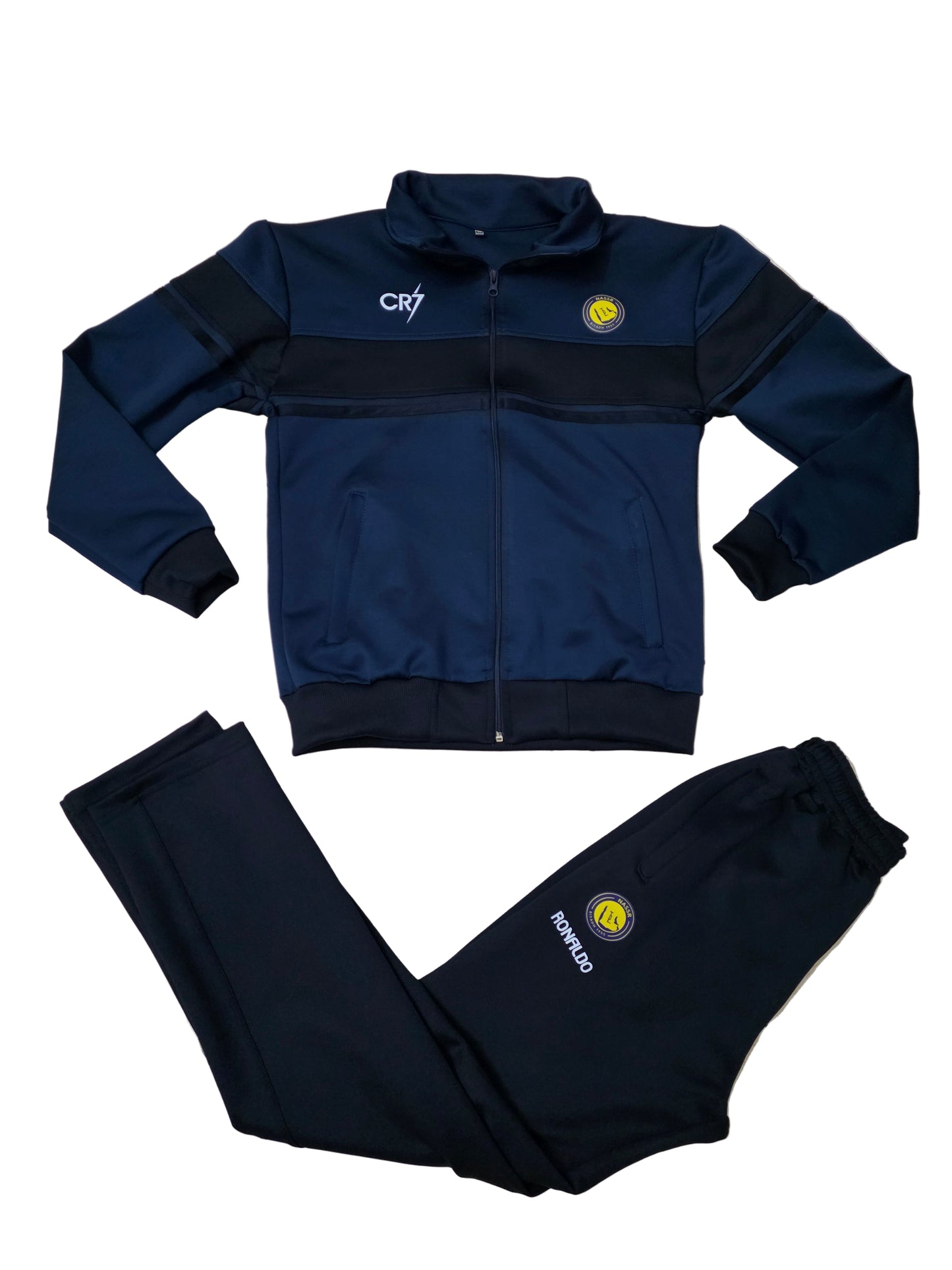 Мъжки спортен екип на CR7 Ronaldo, Черно Синьо, Анцуг с дълъг ръкав Al nassr Роналдо