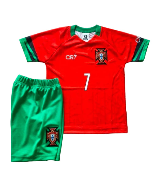 Роналдо Световно 2026г Червен  Детски спортен екип на Ronaldo CR7, Портгуалия с чорапи