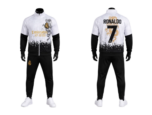 DRAGON new Madrid Детски спортен екип на Рела Мадрид CR7 - RONALDO, черно - бял Анцуг