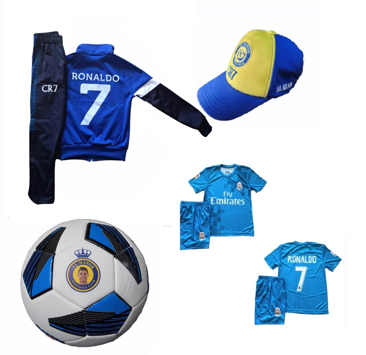 2026 CR7 Детска футболна Екипировка на Роналдо, за 8г. СЕТ Син Ал Насър