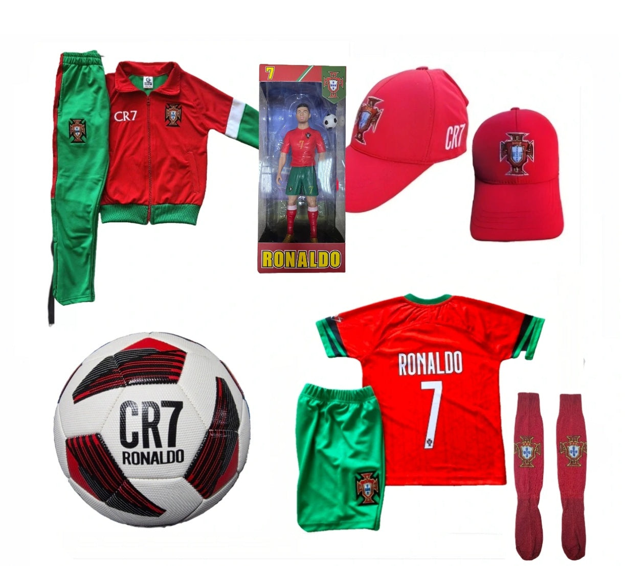 2026 CR7 Детска футболна Екипировка с Играчка на Роналдо Portugal, за 10г. СЕТ