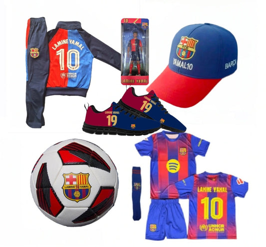 2026г Детска футболна Екипировка с играчка и Маратонки на Ямал Барселона, за 8г. СЕТ Син Lamine Yamal 10