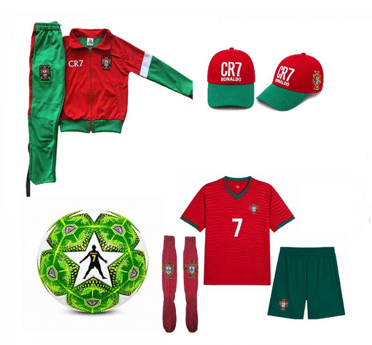 Сет Световно CR7 Детска футболна Екипировка на Роналдо Portugal, за 8г. Червен Комплект Португалия