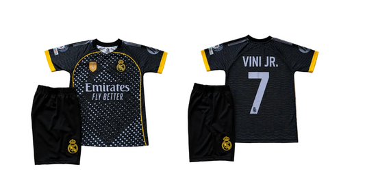 New 7 Детски футболен екип Винисиус, Черен, Реал Мадрид Vini Jr. Madrid