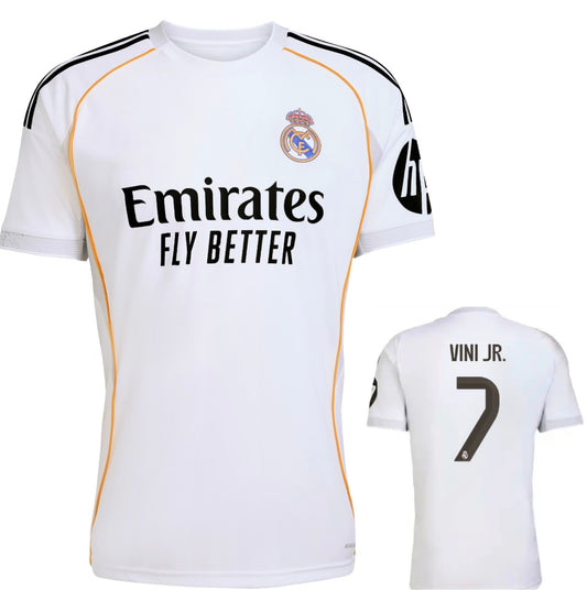 2026 Детски спортен екип на Винисиус 7, футболен с чорапи VINI 7 REAL MADRID Бял