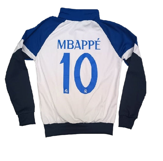 Детски спортен екип на Real Madrid Mbappe 9, Бял цвят, Анцуг с дълъг ръкав Мбапе